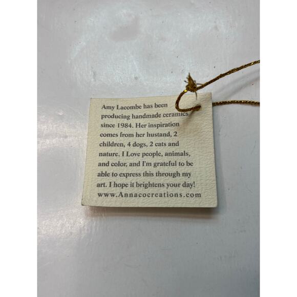 AS IS Whimsiclay by Amy Lacombe Cat Sculpture Figurine 2001 Black w Flowers - Picture 6 of 9